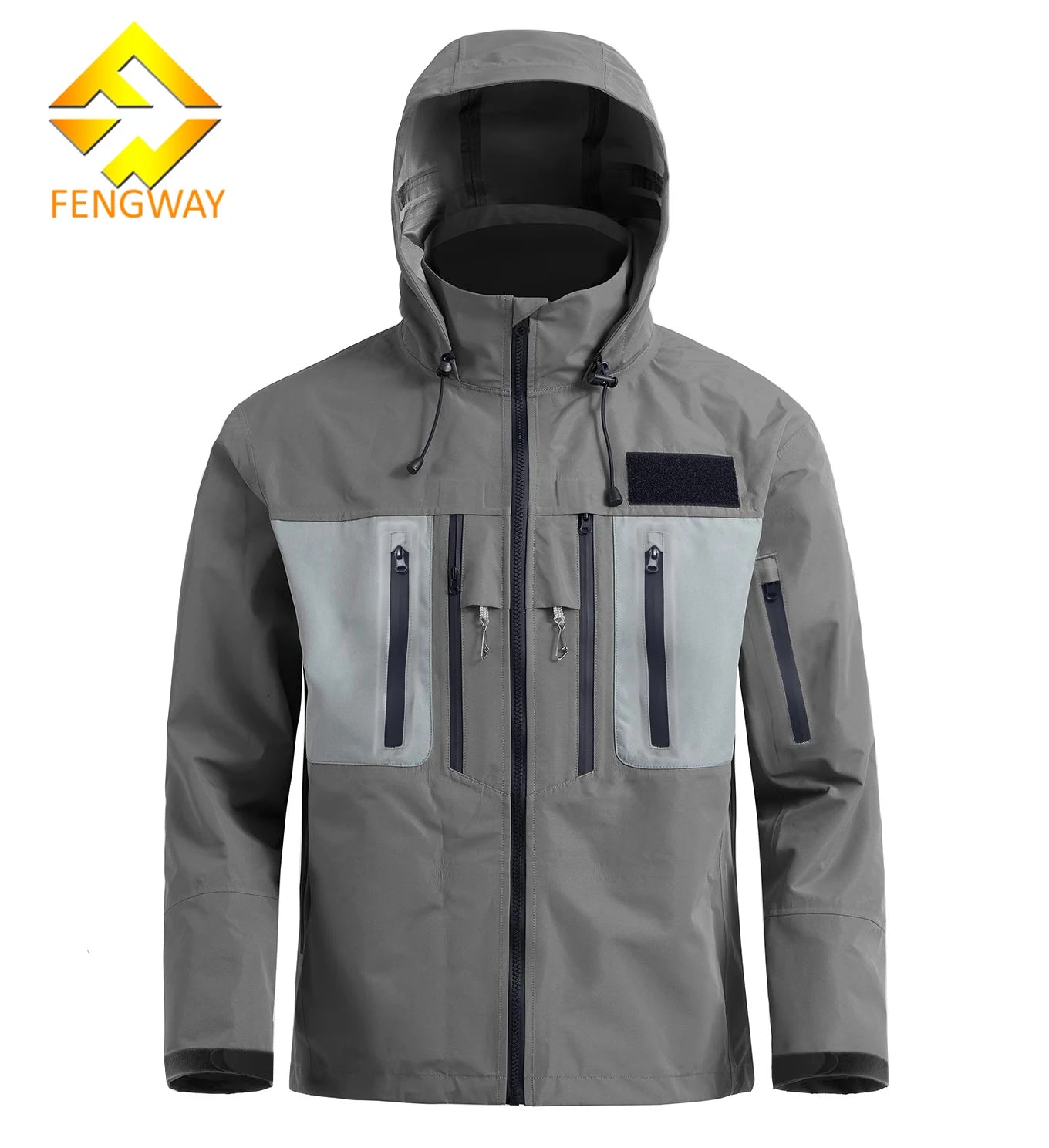 OEM Wholesale Men's Outdoor Quick Dry Breathable Lightweight Soft Shell Jacket Waterproof Hiking Stand Zipper for Camping