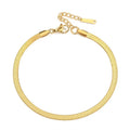 14k Gold Stainless Steel 4mm Flat Snake Chain Anklet Simple Ladies Foot Anklet Jewelry Accessories