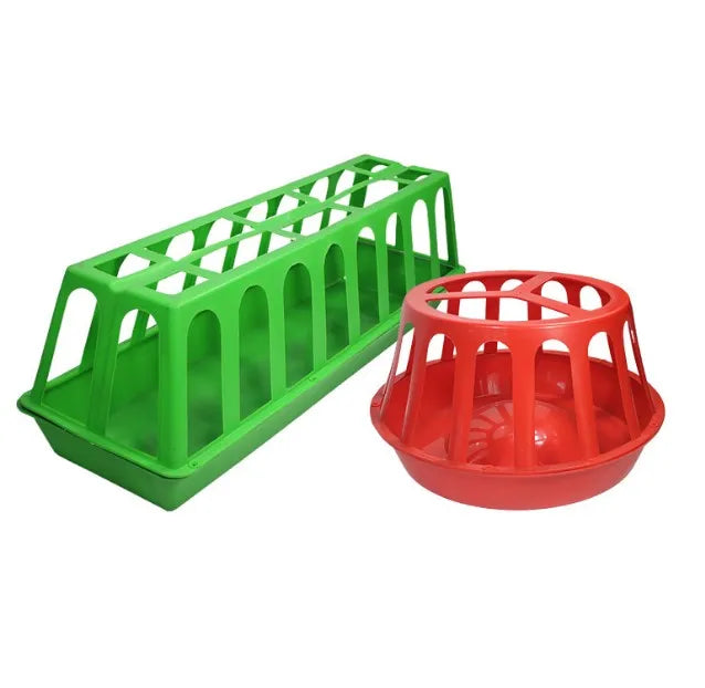 BERYS Large Red Plastic Chicken Feed Trough with 16 Holes PP Material Easy to Operate for Chicken Farm New Condition