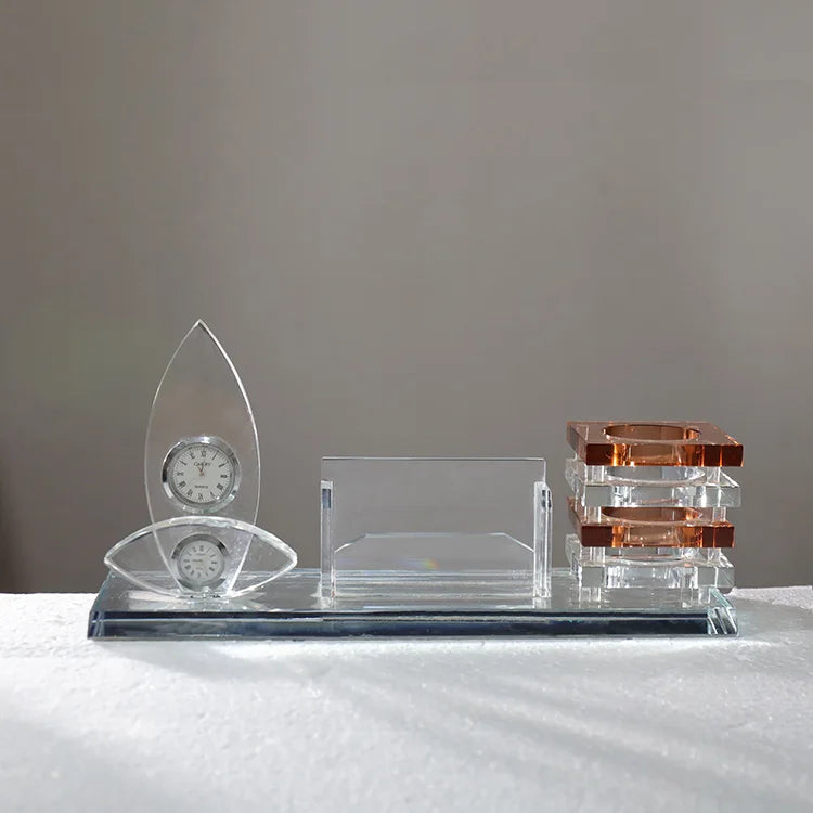Wholesale Crystal Card Holder Stand Glass Pen Holder