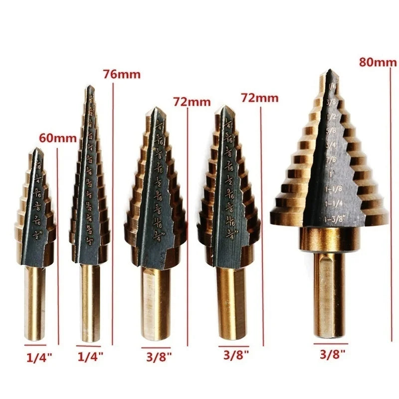 HSS 4241 Cobalt Multiple Hole 50 Sizes Step Drill Bit Set Tools Aluminum Case Metal Drilling Tool for Metal Wood Step Cone Drill