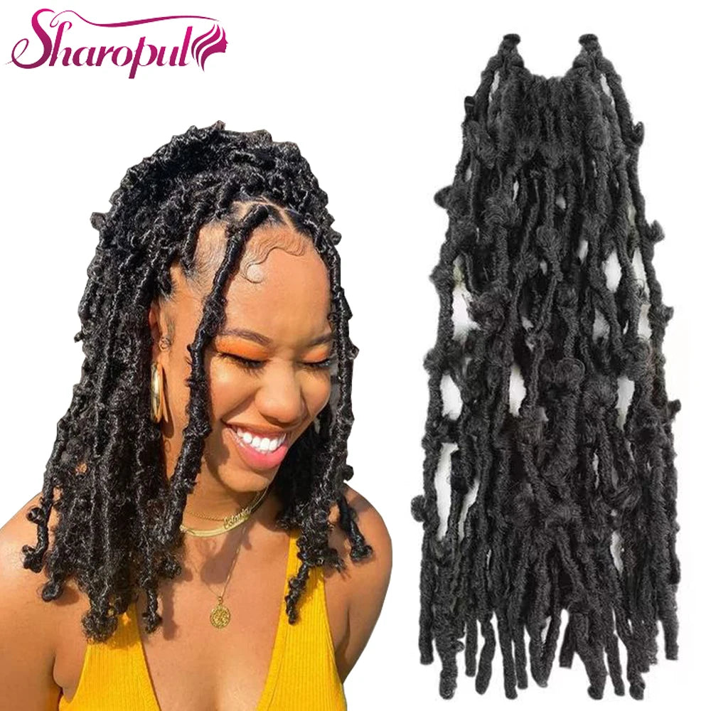 Bob Hair Extension Butterfly Locs Sharopul Faux Locs Crochet Hair Synthetic High Temperature Fiber Material