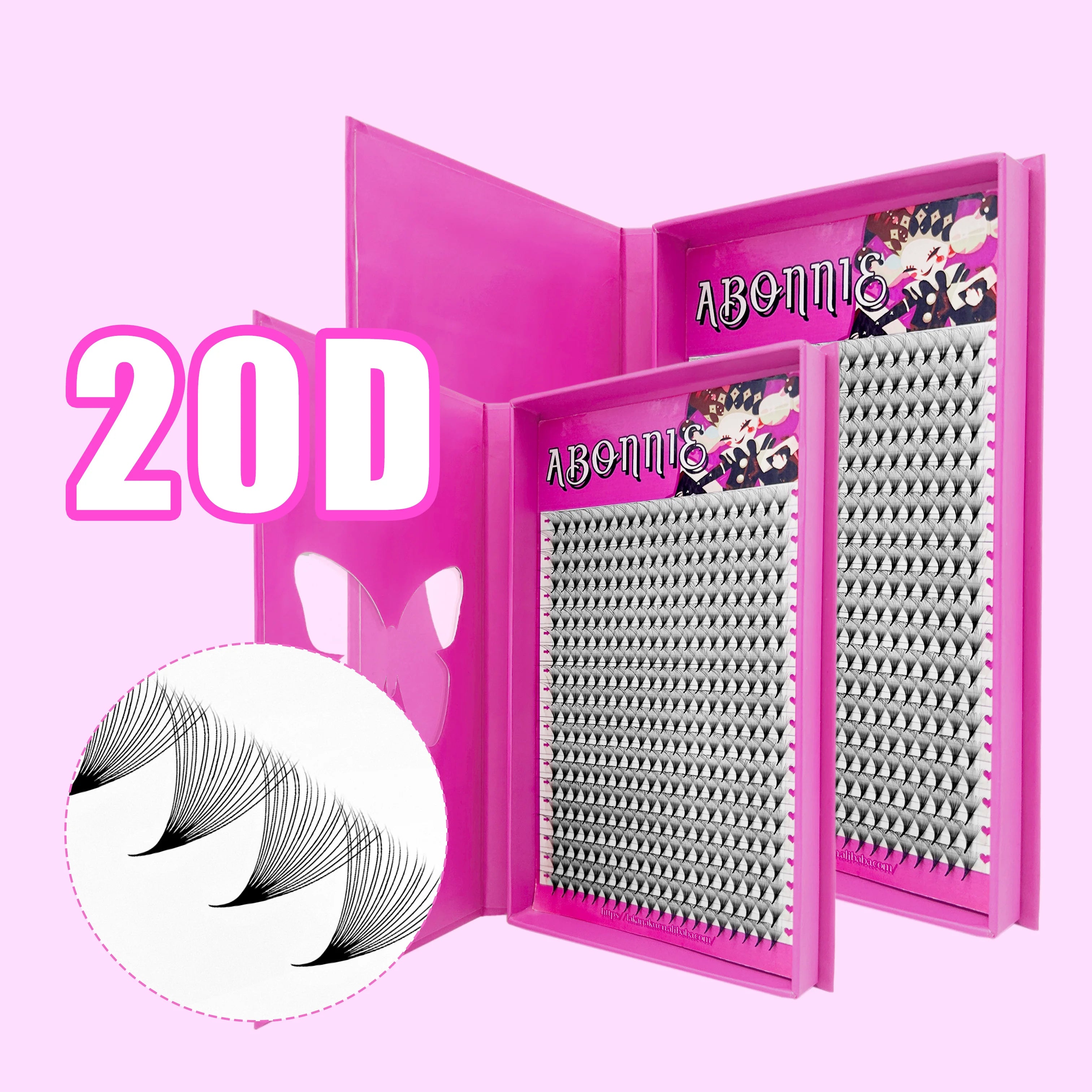 Abonnie 20D Pre Made Lash Fans Trays Mink Pre-made Lashes Long Short Stem Promade Eyelash Extensions Narrow Premade Volume Fans