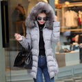 Women's Winter Puffer Jacket With Fur Detachable Hoodie Quilted Coats Plus Size Cotton Down Coats Long Padded Jacket for Women