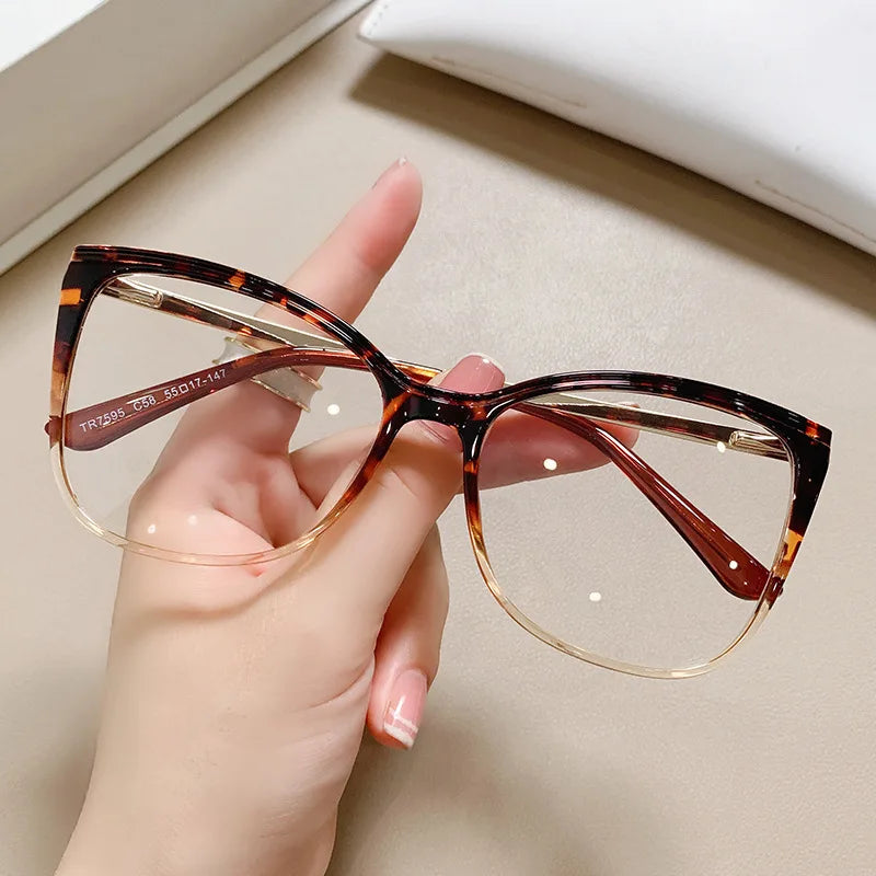 7595 Retro TR90 Cat Eye Optical Frame Metal Eyeglasses Computer Anti Blue Light Glasses Female 2023