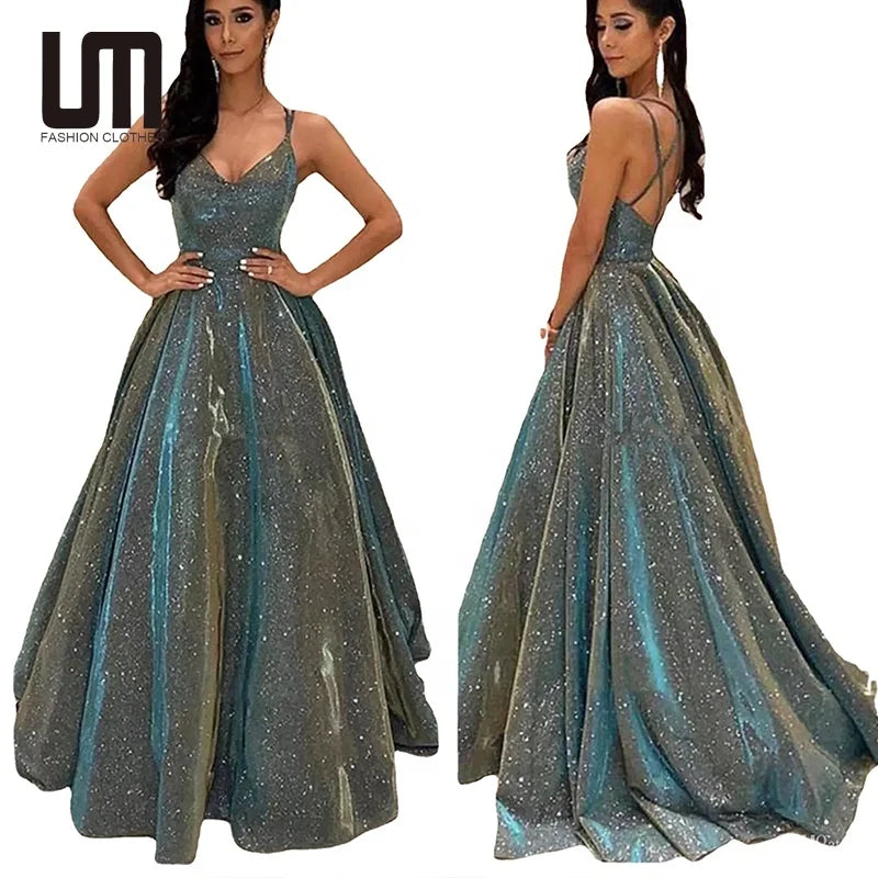 OEM ODM Elegant New Fashion Women Bling Glitter Sequins Sleeveless Bodycon Evening Party Maxi Dresses