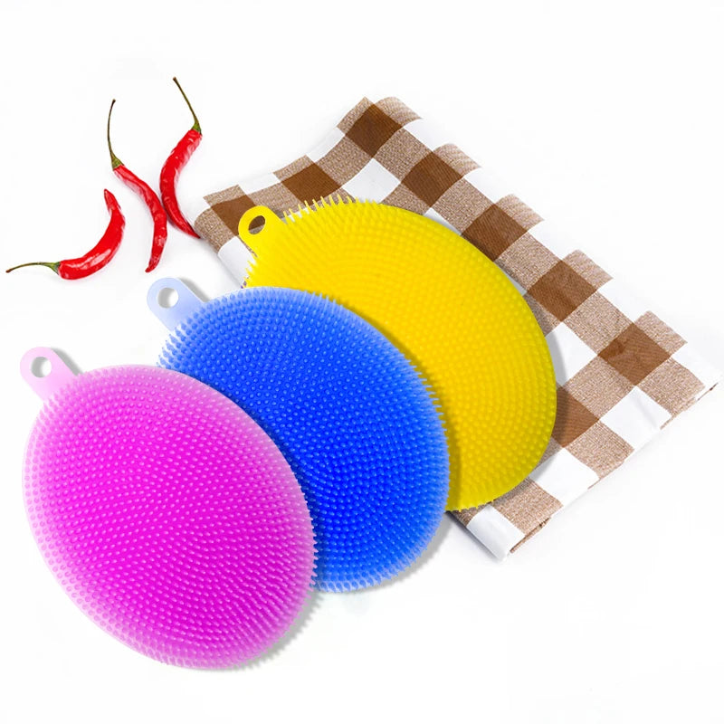 Factory Outlet Eco-Friendly 100% Silicone Pet Kitchen Body Cleaning Brush for Bath & Scalp Dish Use