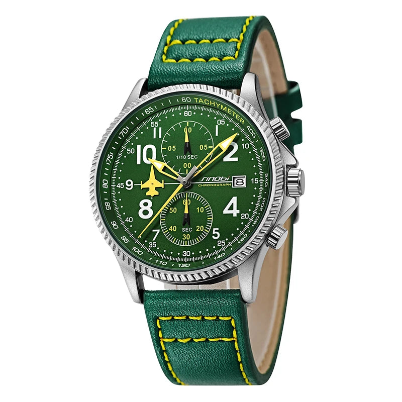 Business Fashion Luxury Waterproof Mens Quartz Watches 43mm Glass Pointer MIYOTA Movement Alloy Case Leather Band 3BAR Water