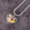 New Micro Inlaid Zircon Heart-shaped Circular Pendant DIY Personalized Picture Photo Making Necklace Birthday Gift