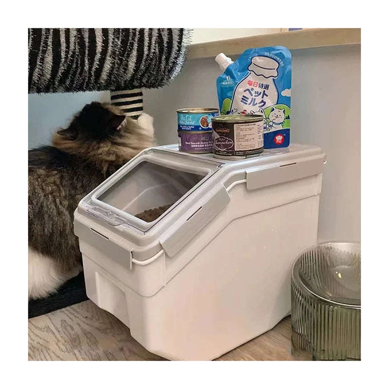 Dog & Cat Food Storage Container Large Airtight PET Bin with Wheels Injection Molded Eco-Friendly Multifunction 1-3L Capacity
