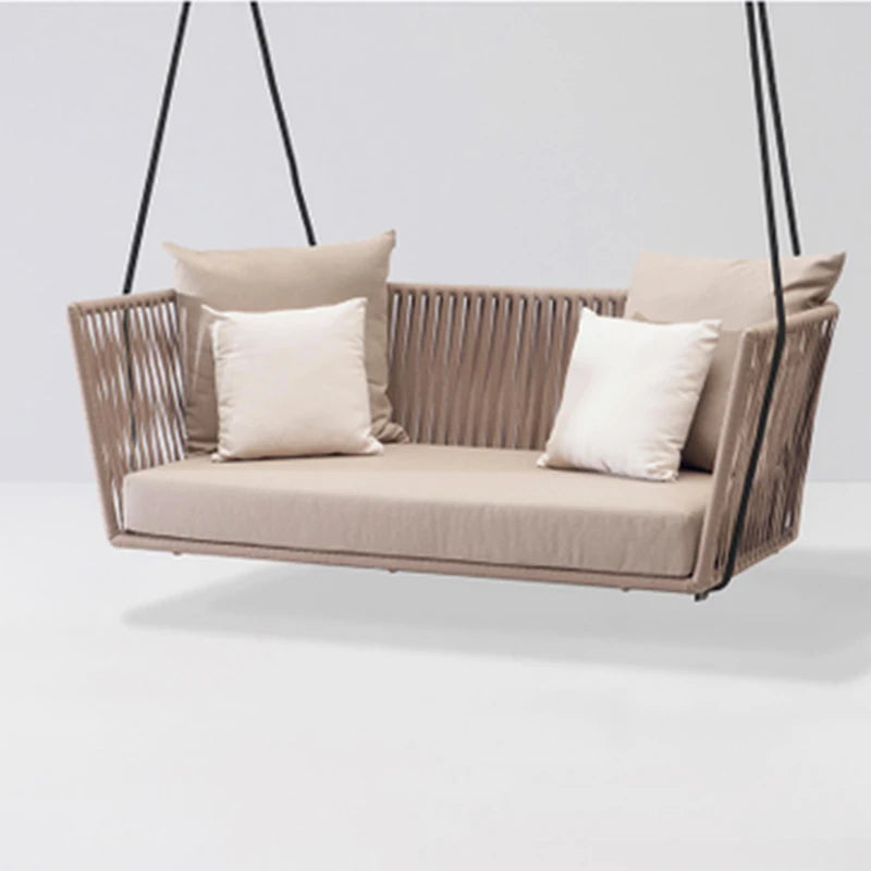 Modern Outdoor Furniture Dining Table With Rattan Design for Garden or Restaurant Use Comes With Pillow and Cushion Chair