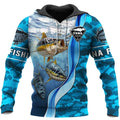 Fitspi Autumn Winter Hot Sale Men's Hooded Sweater 3d Digital Ocean Fishing Printed Casual Sweatshirt Wholesale