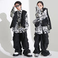 Girls Jazz Dance Dress Handsome Japanese Street Costume Set Children Hiphop Runway Stage Trend
