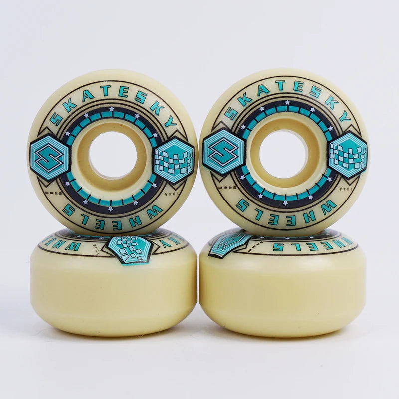 High Rebound Fresh White PU 54 mm Flat Shape Skateboard Skate Wheels