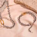 Bulk Hip Hop Minimalist 8mm Chain Bracelet 18k Gold Plated Stainless Steel Waterproof Jewelry Long Chain Necklace for Women