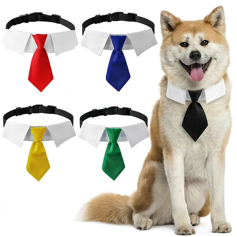 Handsome Pet Dog Collar Necktie Wedding Formal Adjustable Buckle Dog D-ring for Harness Neck Tie Collar