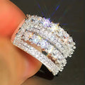 CAOSHI Factory High Quality Multi Layer Stacked Design Sparkling Cubic Zirconia Rings for Women Wedding Silver Plated CZ Rings