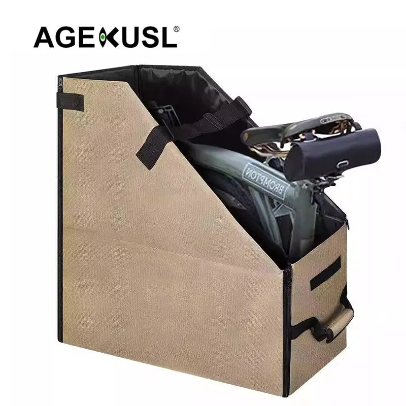 AGEKUSL Collapsible Carrying Transport Bicycle Storage Box Folding Bike Bag for Brompton Trunk Storage
