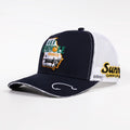 OEM Custom Design Adult 6 Panel Cotton Mesh Cap Sandwich Brim Sports Gorras Embroidery Logo Trucker Hat