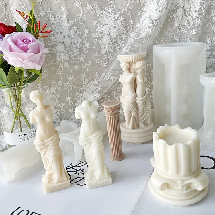 3D Vintage Roman Pillar Silicone Mold Customized Logo 6-Piece Cake Tools Food Contact Safe Eco-Friendly