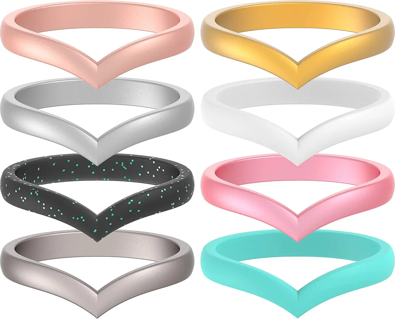 Heart Shape Silicone Wedding Rings Embossed Rubber Rings Custom Color for Women &Men