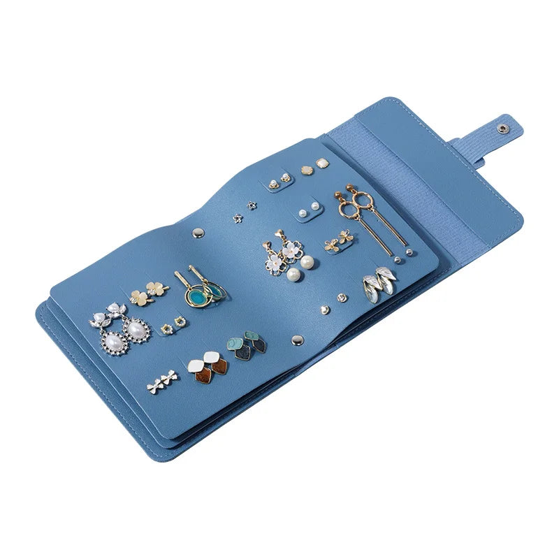 Wholesale Custom Logo Portable Jewelry Storage Bag PU Leather Earring Organizer Book Travel Jewellery Roll Foldable Jewelry Book