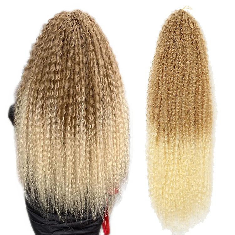 Afro Kinky Curly Crochet Braids Hair Synthetic Ombre Braiding Hair Extensions Marly Hair for Women Brown 613