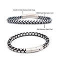 Fashion Men's Stainless Steel Foxtail Link Bracelet Nylon Cord Hip Hop Daily Wear Jewelry Stainless Steel Clasp for Male