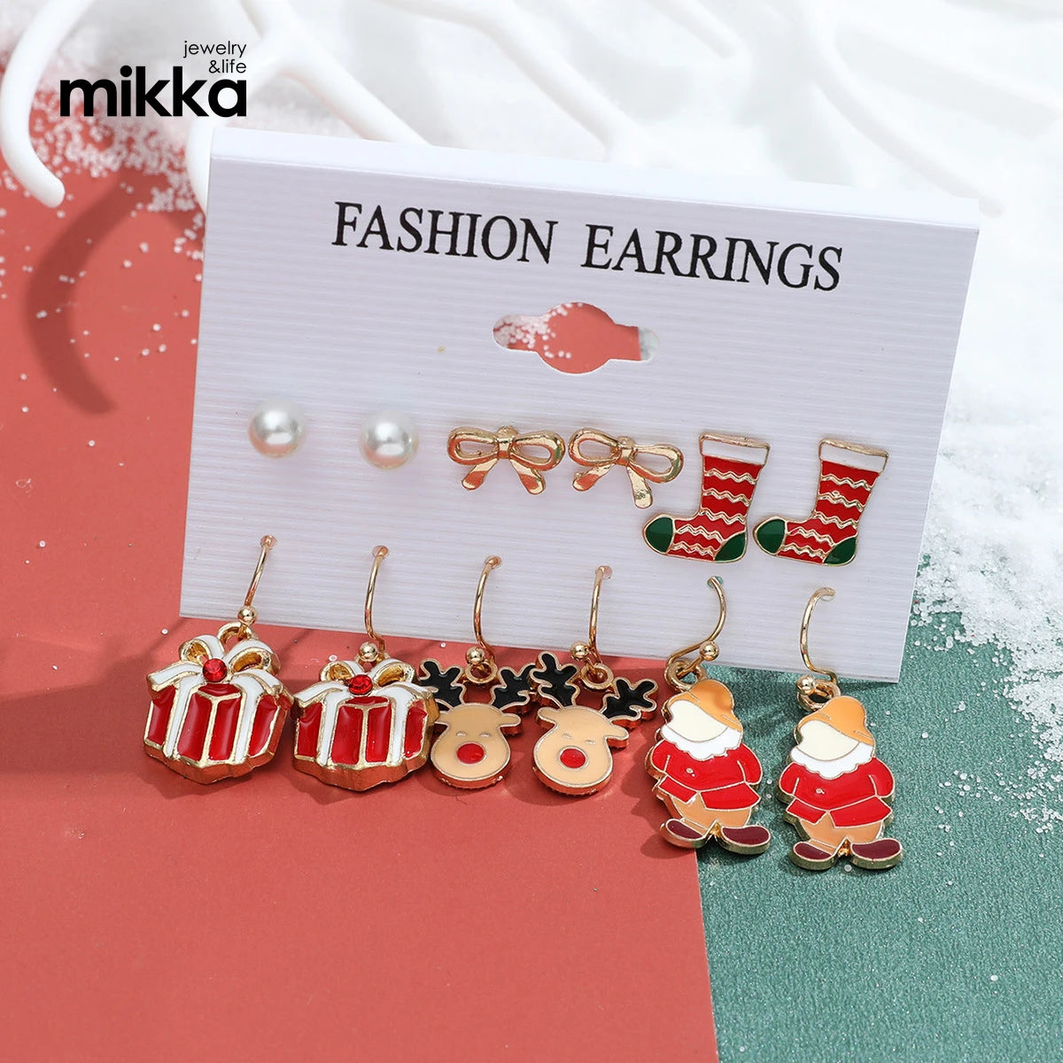 Christmas Present Earring Jewelry Set Alloy Gold Plated Festive Gifts for Holiday Christmas Tree Women Earrings