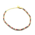 Daidan Tennis Bracelet 925 Silver 3mm Tennis Micro Pave Colorful Zircon Gold Plated Rainbow Tennis Bracelet