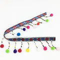 New Design 4.5cm Beaded Tassels Multi-Color Luxury Eco-Friendly Ethnic Jacquard Pompon Ribbon Lace for Clothing Underwear