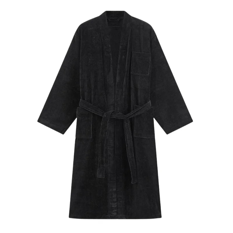 Best Quality Wearable Bathrobe Absorbent Black Cut Pile Terry Cotton Customized Design Luxury Bathrobe for Man