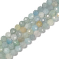 Natural Mixed Color Aquamarine Crystal Bead 8mm 10mm Faceted Round Gemstone Beads for Jewelry Making