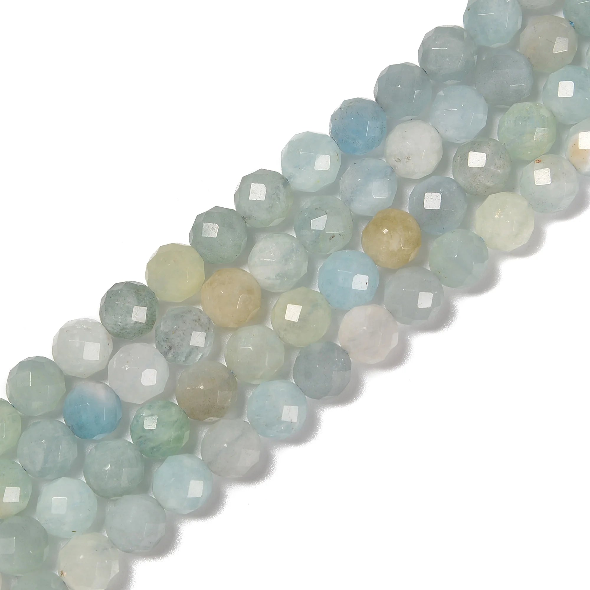 Natural Mixed Color Aquamarine Crystal Bead 8mm 10mm Faceted Round Gemstone Beads for Jewelry Making