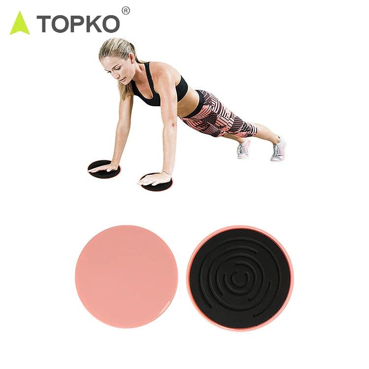 TOPKO Custom Eva Plastic logo Gliding Sliding Gym Yoga Sports Fitness Black Core Exercise Gliding Discs Sliders