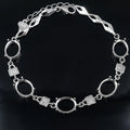 Sterling Silver 8*10mm Semi Mount Bracelet Blank Empty Support Mountain Setting S925 Base Holder Without Stone for DIY Inlay