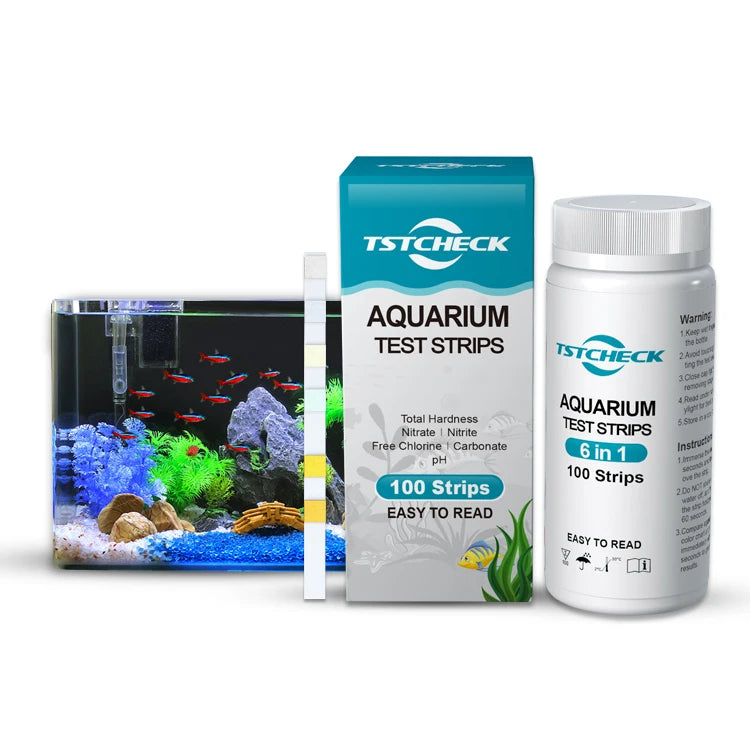 Custom Rapid Test Results 6 in 1 Aquarium Test Strips for Mini Fish Tank Pond and Fish Pond Tank Aquarium Water test Kit