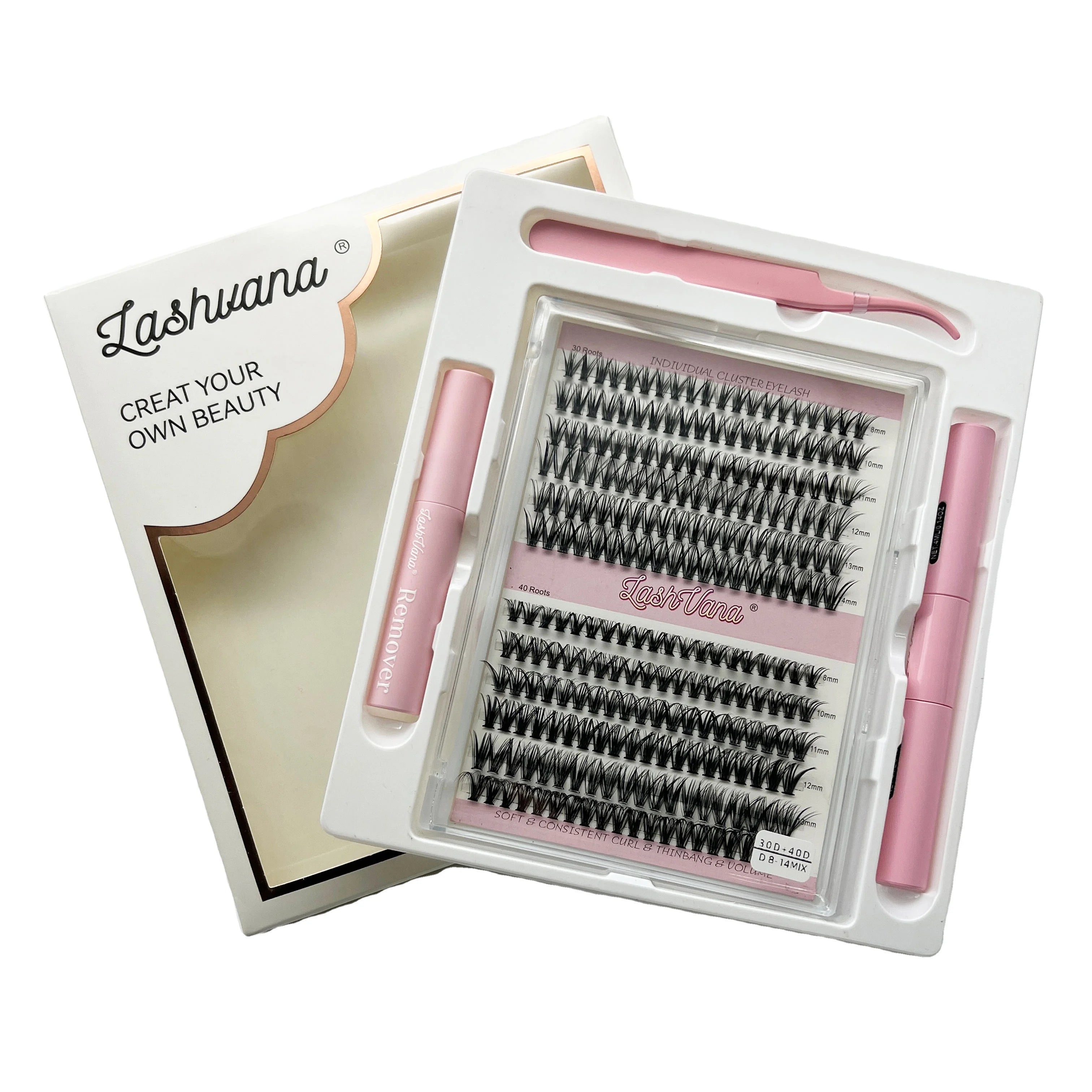 DIY Cluster Eyelash Extension Tray-10D 20D 30D 40D 56D 80D 100D Long Individual Lashes Faux Mink Lash Full Strip Eyelashes
