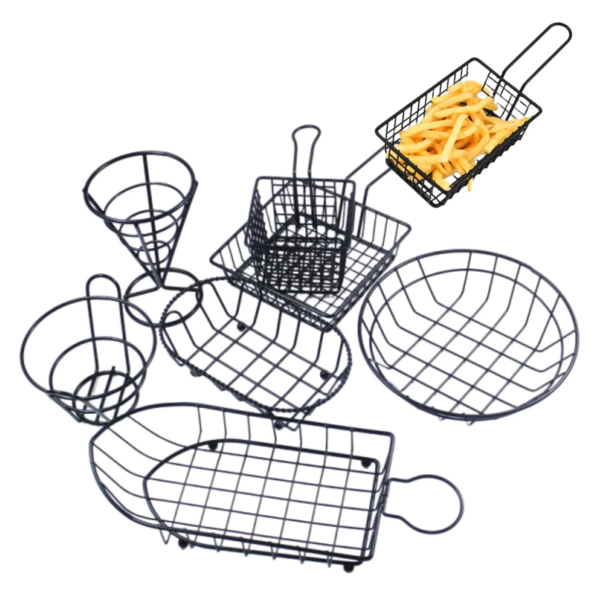 Metal Fast Food Basket French Restaurant Mini Fry Chicken Filter Basket Outdoor BBQ French Fries Basket