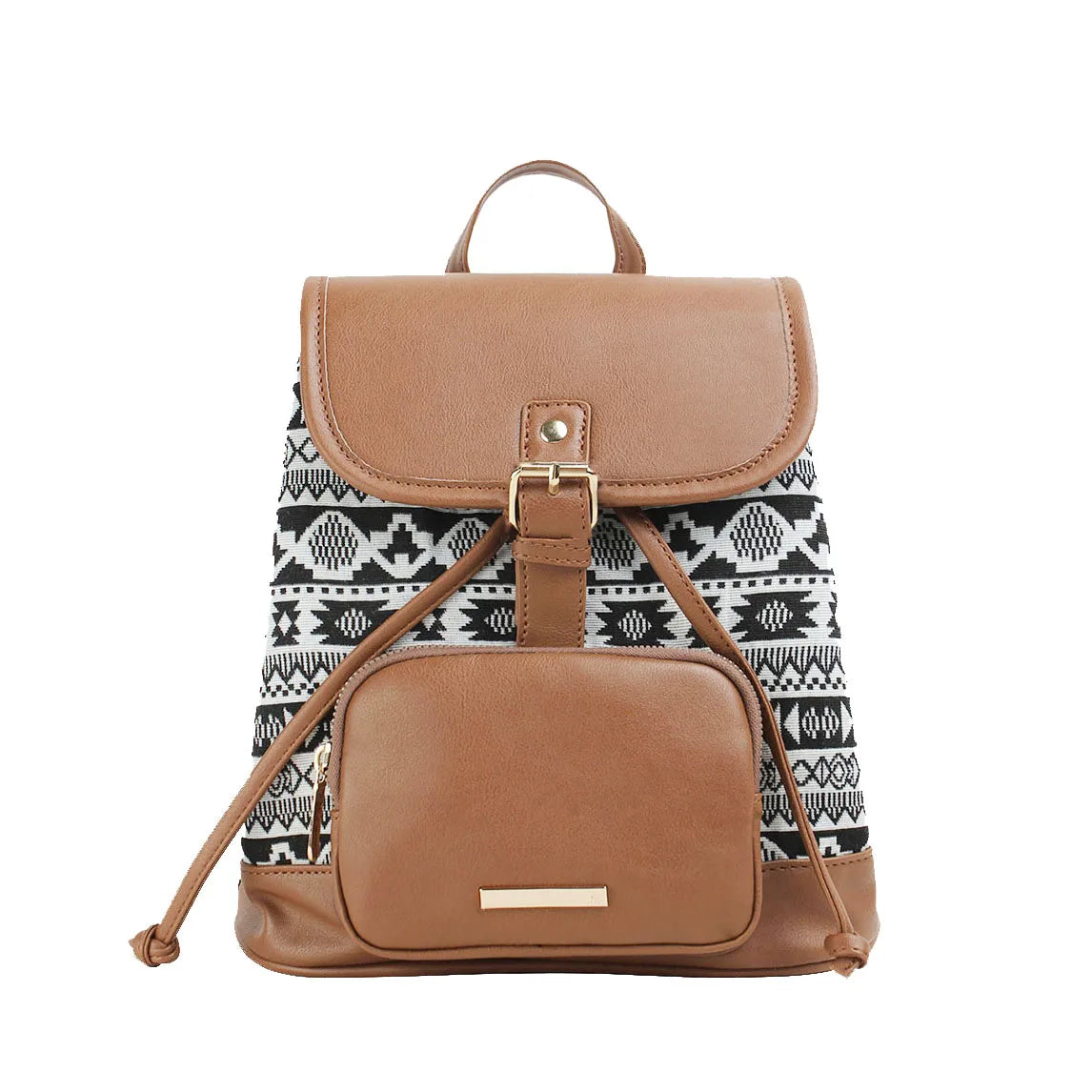 Fashion Purse 2025 Vintage Patchwork Leather Backpack Light Geometric Patterned Handwoven Cotton Backpack Canvas Travel Rucksack