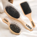 Custom Logo Bamboo Boar Bristle Hair Brush for Fine Bristle for Thick Hair Hair Paddle Brush for Thin Hair for Women HairBrush