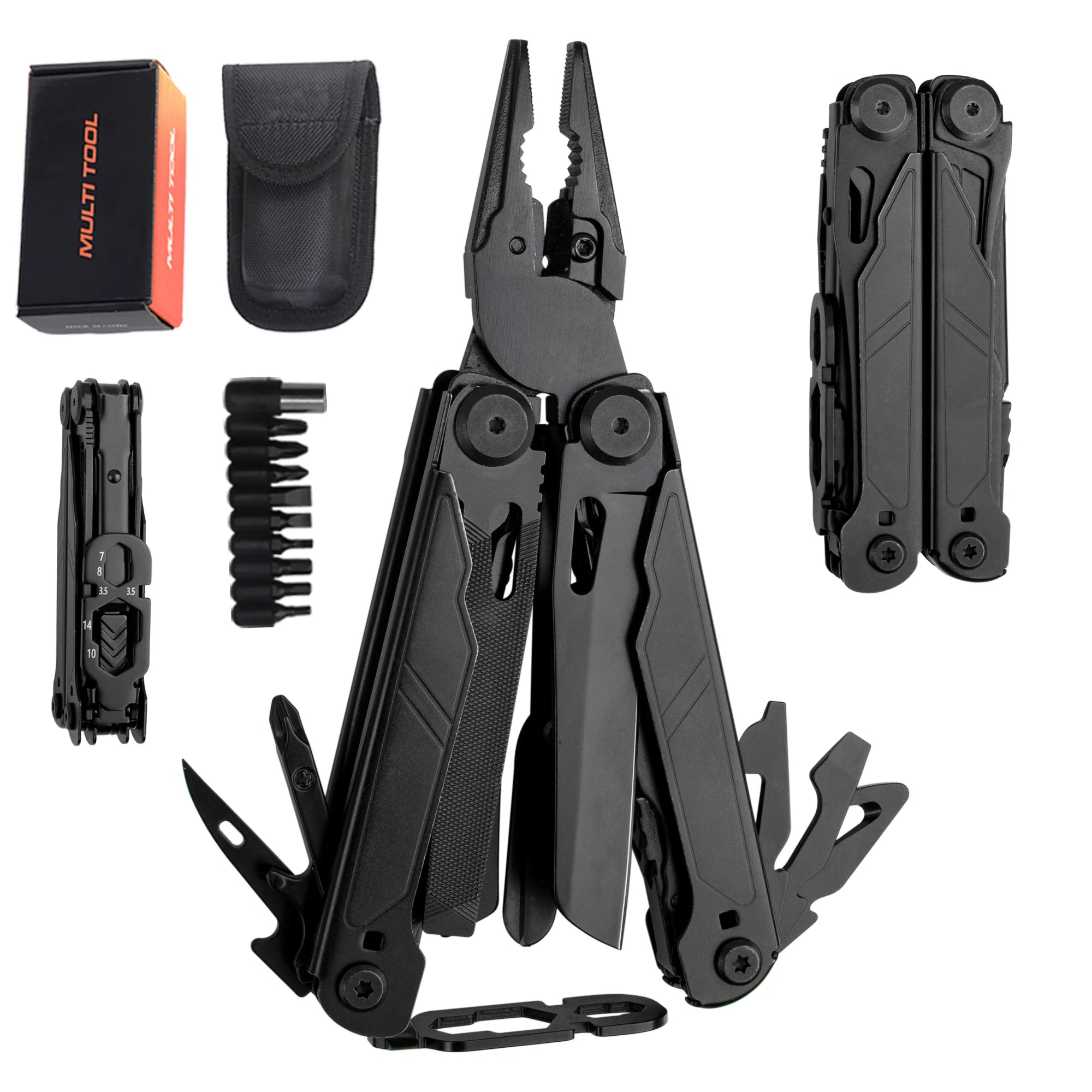 Navajas Multifuncion Black Folding EDC Knife Blade Pliers Heavy Duty Multi-Tool With Clip for Outdoor Repair Camping Hiking