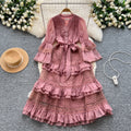 Boutique Wholesale 2025 Spring New Fashionable French Lace Splicing Waist  Slimming Temperament Women's Dress