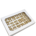 Bulk Wholesale Rhinestone Stainless Steel Jewelry Finger Ring for Woman Golden 4mm 36PCs/Box 1518018