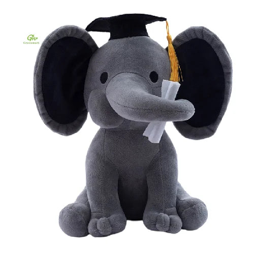 Greenmart Custom Designed Big-Eared Elephant Plush Graduation Gift Doctor Party Unique Stuffed Animal Toy Colorful Unisex