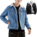 Mens Fleece Lined Denim Jackets Large Size Western Winter Cowboy Cut Jean Coat Thicken Windbreaker Clothes Trucker Jacket