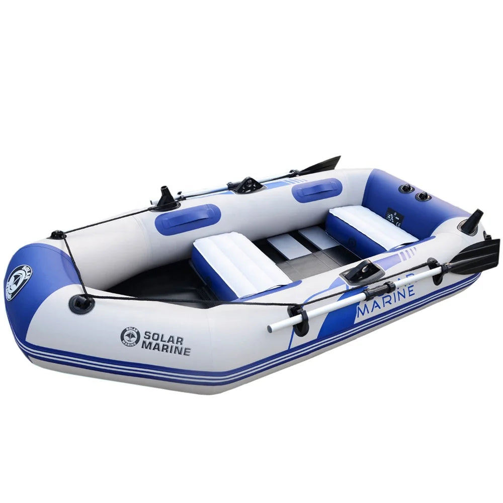 Solarmarine 230cm PVC Inflatable Fishing Boat with Slat Wood Floor 3-Person Rowing Boat