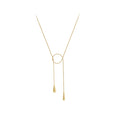 Fashion 18K Gold Plated Stainless Steel Jewelry Long Snake Chain Raindrop Waterdrop Pendant for Woman Party Necklace P233405
