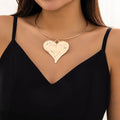 Vintage Metal Heart Pendant Choker Necklace for Women Goth Gold Color Smooth Adjustable Chain Necklace Fashion Jewelry