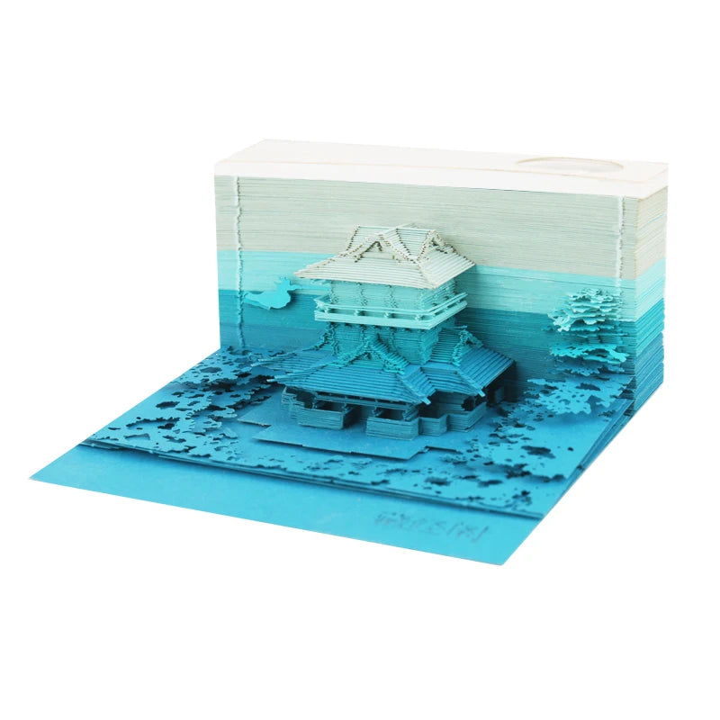 3D Memo Pad Custom Sticky Note Pavilion Model Notepad with Pen Holder Paper Bookmark Stationery Set for School Office Gift Item